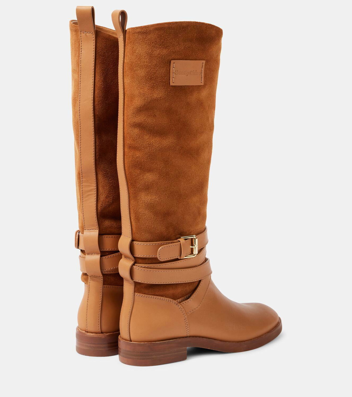 See By Chloé Anim suede-trimmed leather knee-high boots