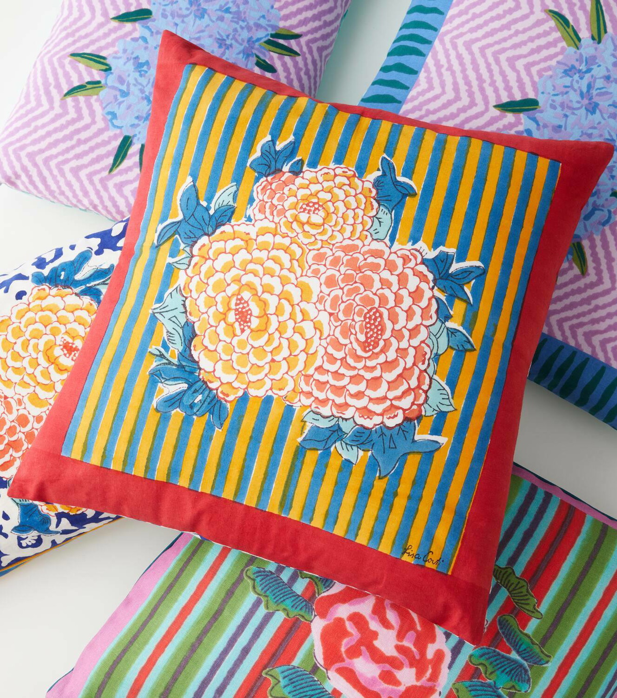Lisa Corti Arabesque Corolla cotton cushion