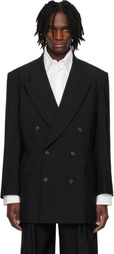 SOSHIOTSUKI Navy 6B Double Breasted Shaped Blazer