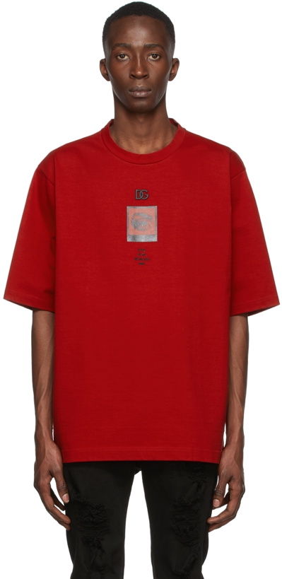 Photo: Dolce & Gabbana Red & Black DG Logo Print T-Shirt