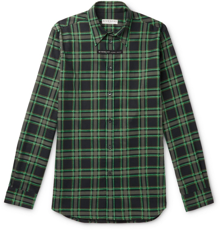 Photo: Givenchy - Slim-Fit Checked Cotton-Flannel Shirt - Green