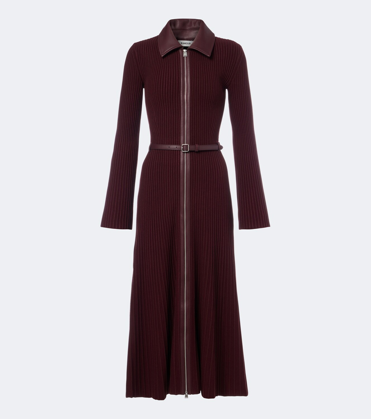 Simkhai Ismelle belted ribbed-knit shirt dress