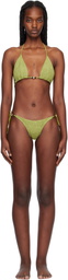 Bond-Eye Green Beaded Ingrid Triangle & Beaded Tie Side Vista Bikini