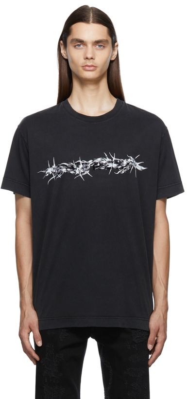 Photo: Givenchy Black Oversized Barbed Wire Flocked T-Shirt