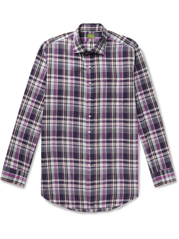 Photo: Sid Mashburn - Checked Cotton and Ramie-Blend Shirt - Purple