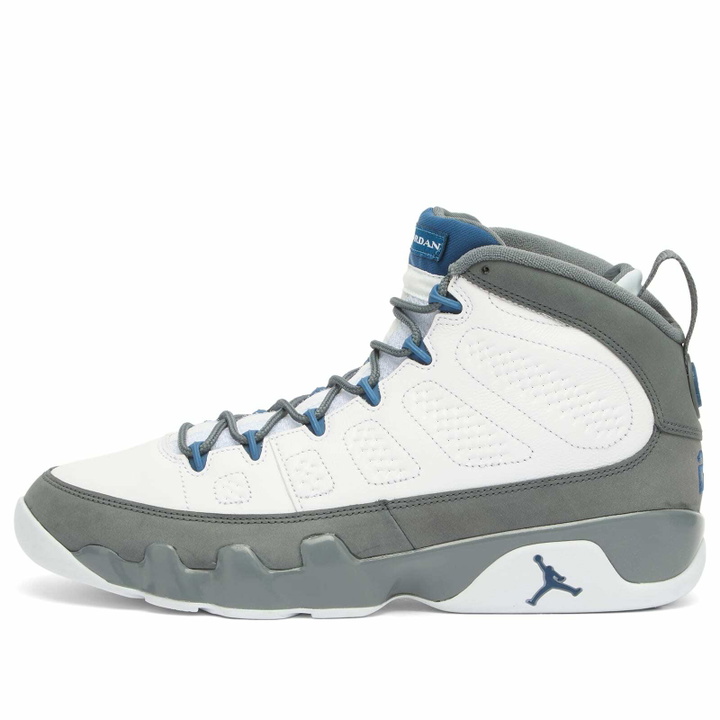 Photo: Air Jordan Men's 9 Retro Sneaker in White/Blue/Grey