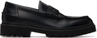 Hugo Black Embossed-Logo Loafers