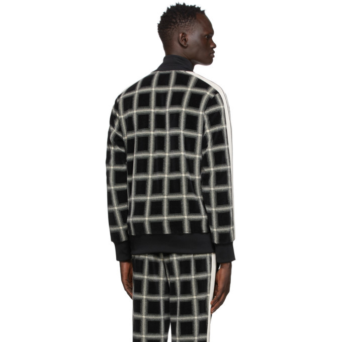 Palm Angels Black and Beige Houndstooth Track Jacket Palm Angels