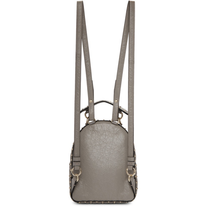 Rockstud cloth backpack Valentino Garavani Grey in Cloth - 30016799