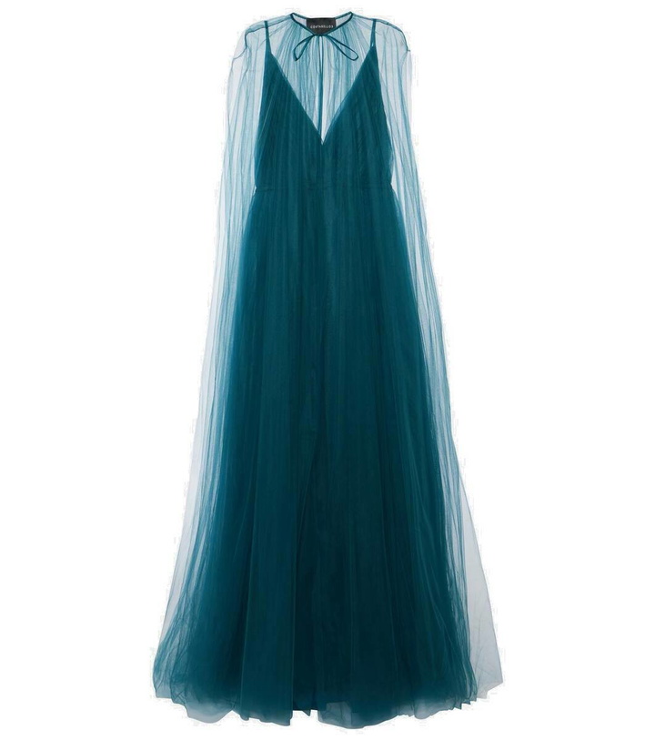 Photo: Costarellos Cassandra caped tulle gown