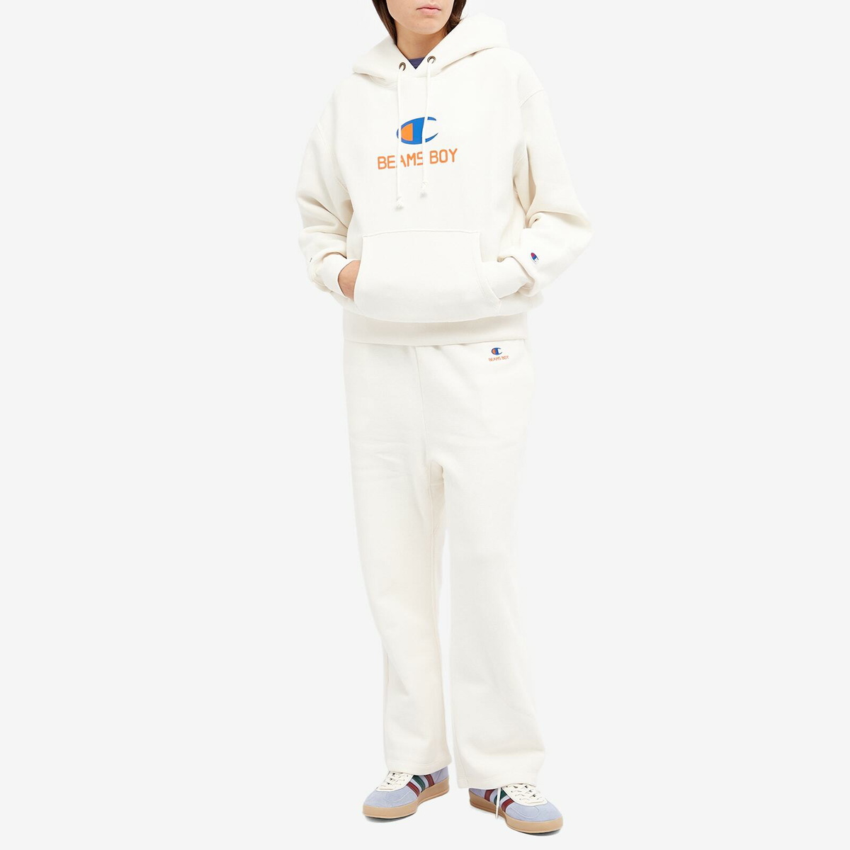Champion Women's x Beams Boy Hooded Sweat in Cream