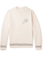 MR P. - Logo-Appliquéd Stripe-Trimmed Cotton-Jersey Golf Sweatshirt - Neutrals - S