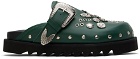 Toga Virilis SSENSE Exclusive Green Eyelet Metal Sabot Loafers