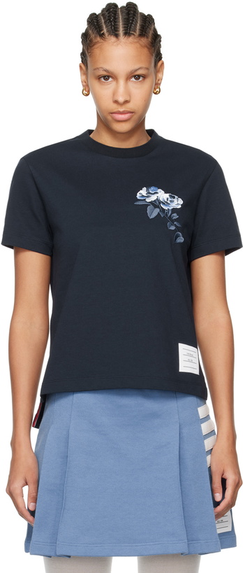 Photo: Thom Browne Navy Rose T-Shirt