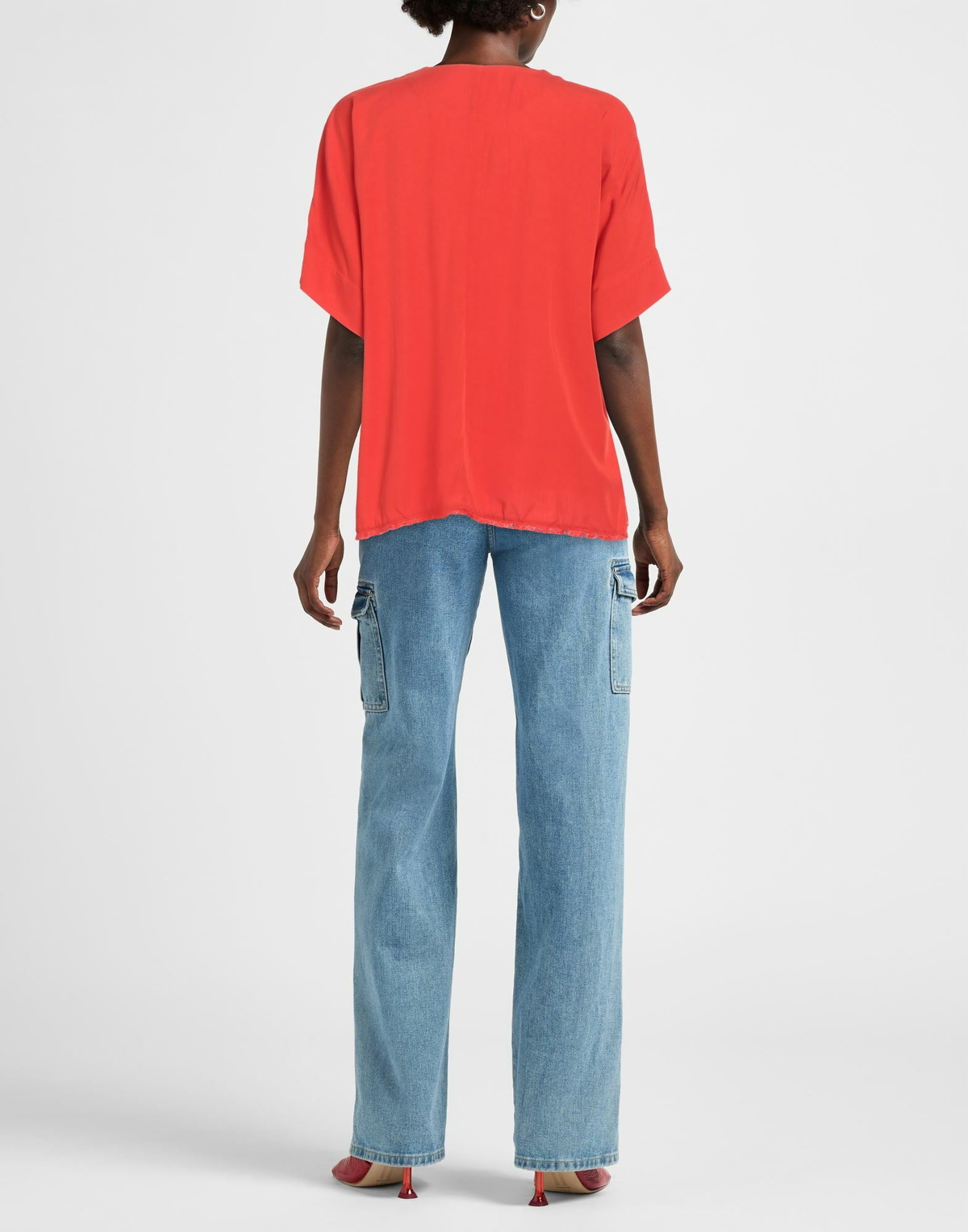 Manila Grace Womens Top in Tomato red