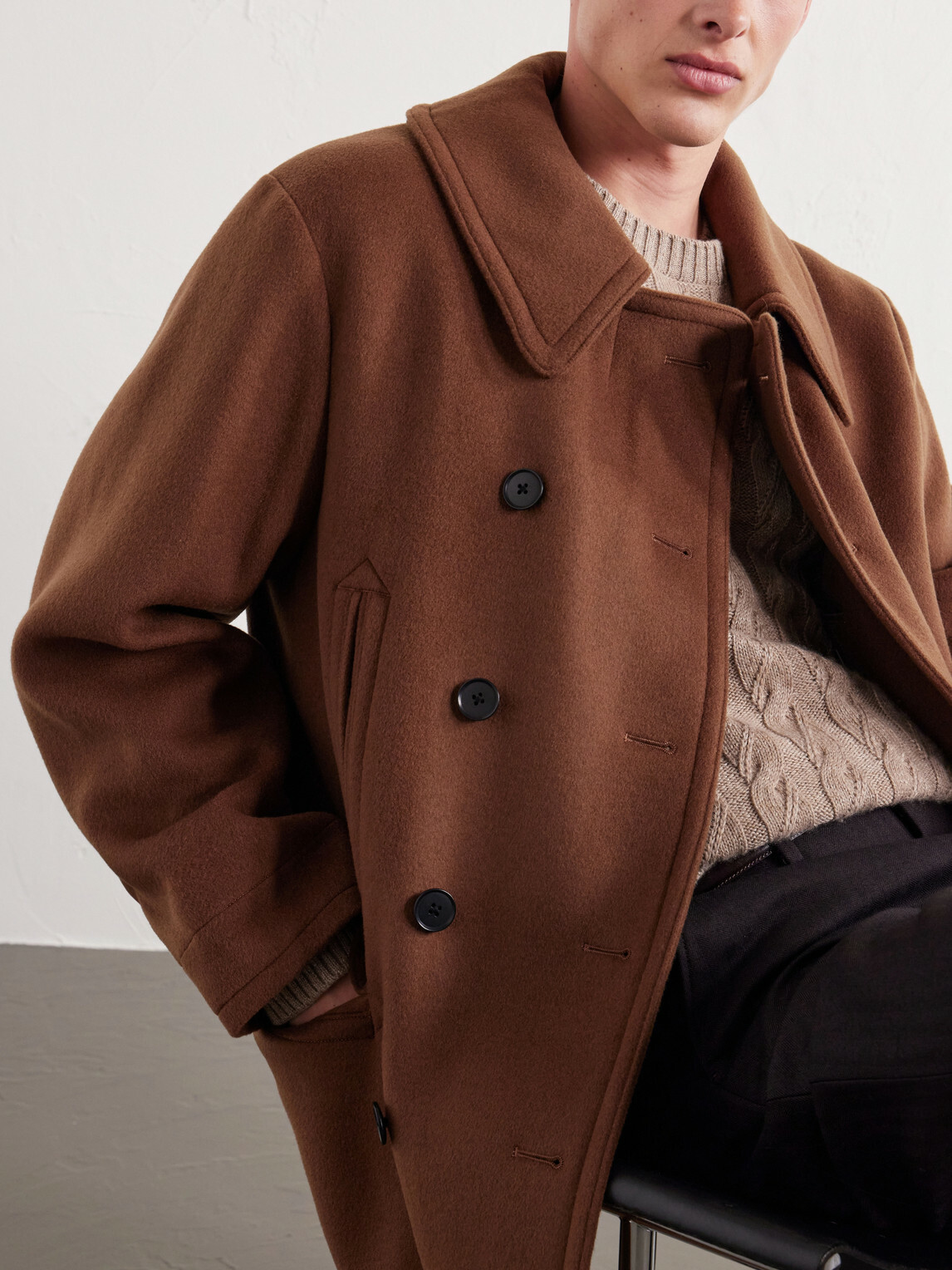 Kaptain Sunshine - Double-Breasted Brushed Wool-Felt Coat - Brown