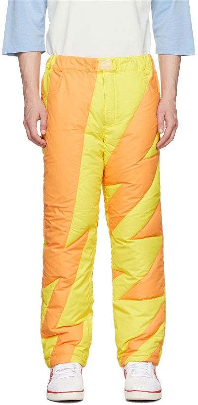 Photo: ERL Orange & Yellow Puffer Woven Lounge Pants
