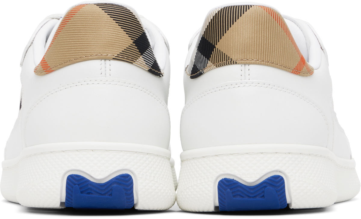 Burberry White Leather and Check Terrace Sneakers​