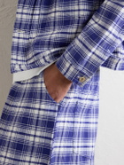 Story mfg. - Lush Wide-Leg Checked Organic Cotton Trousers - Blue