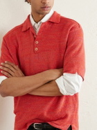 Inis Meáin - Knitted Linen Polo Shirt - Red