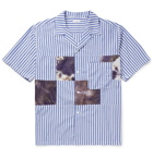 nanamica - Camp-Collar Patchwork Striped Poplin Shirt - Blue