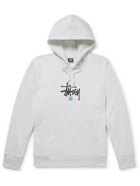 STÜSSY - Logo-Embroidered Cotton-Blend Jersey Hoodie - Gray