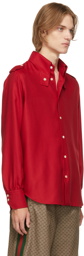 Gucci Red Sablé Epaulette Shirt
