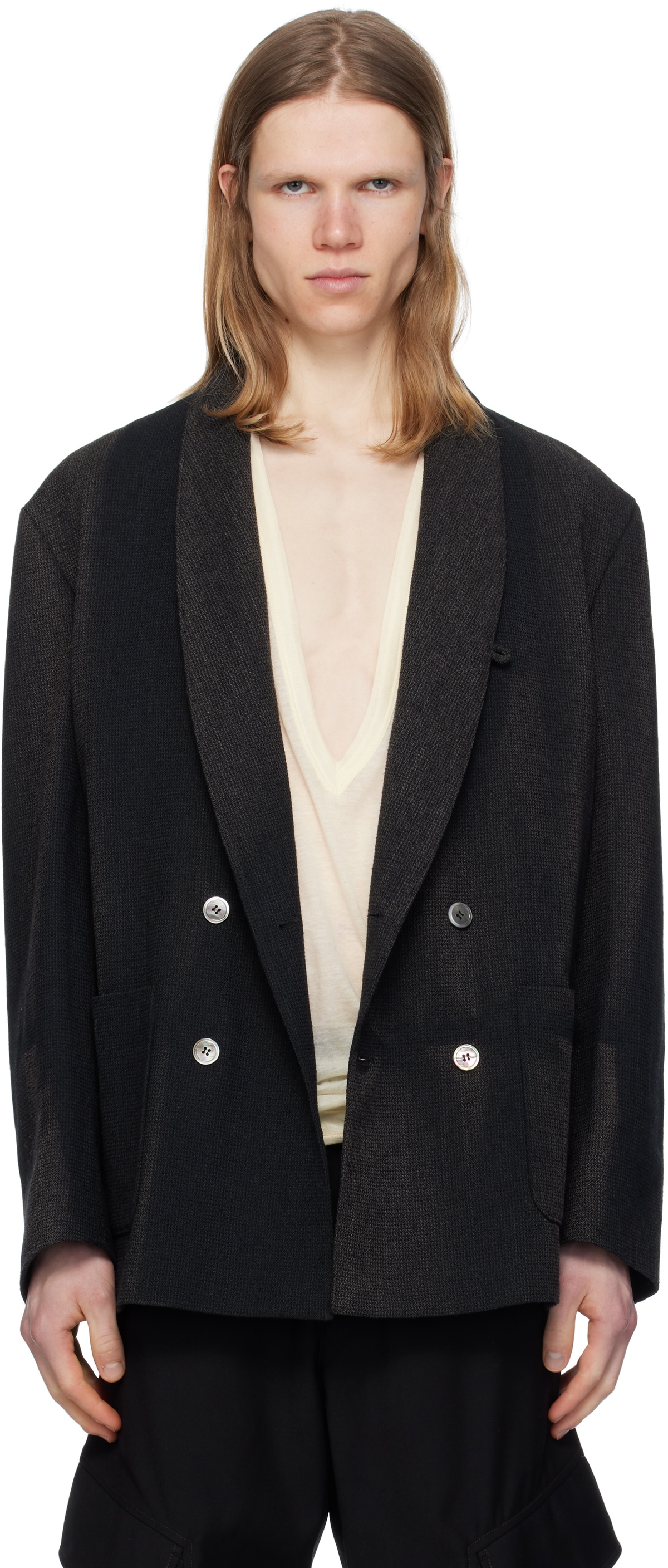 JiyongKim Black Sun-Bleached Tailored Blazer
