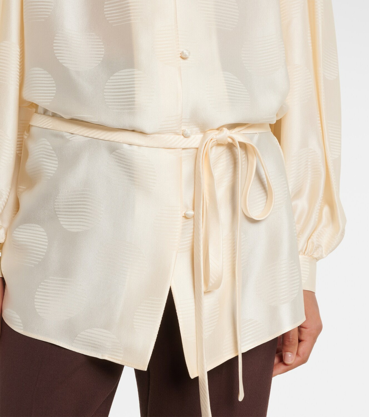 Valentino Belted silk jacquard shirt