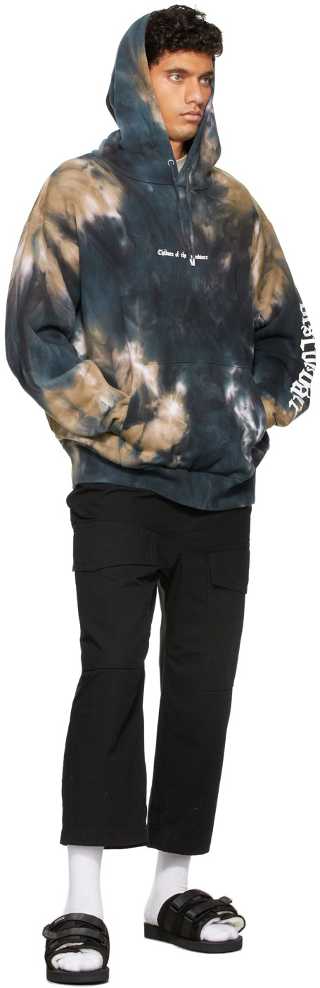 Children of the Discordance Beige & Navy Hand-Dyed Logo Hoodie 