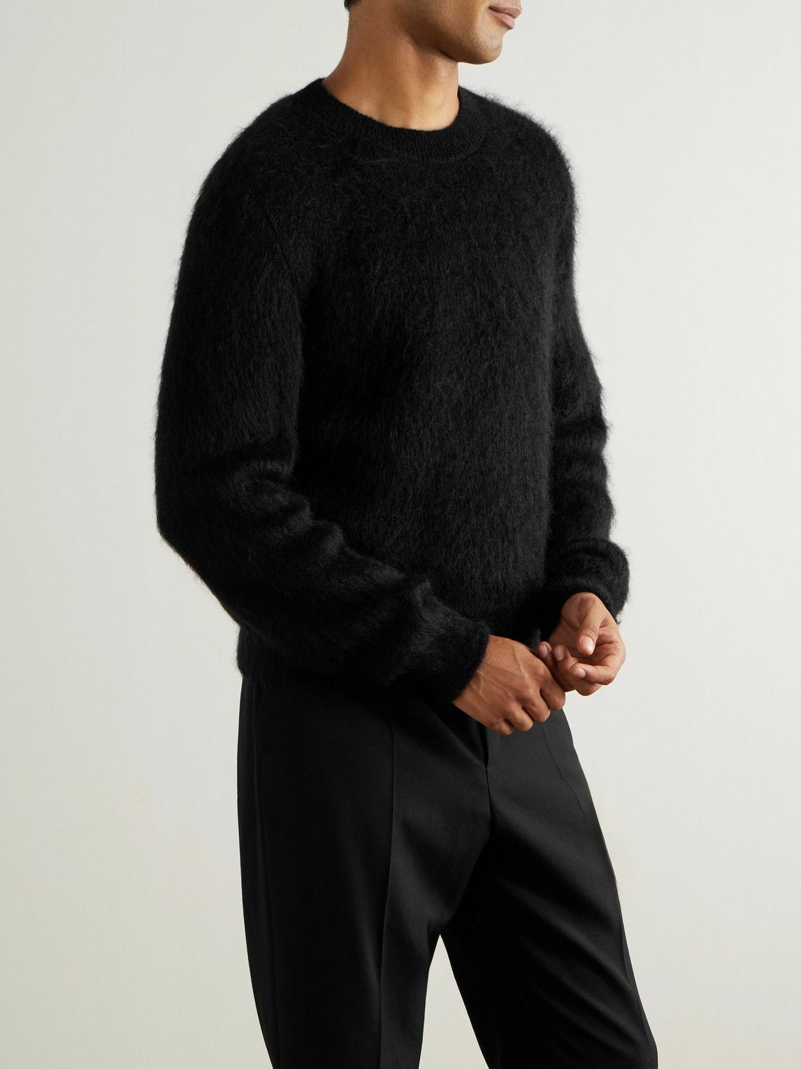 SAINT LAURENT - Slim-Fit Mohair-Blend Sweater - Black
