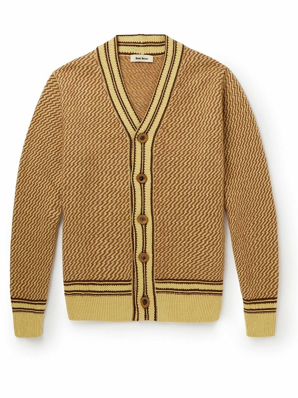 Photo: Wales Bonner - Clarinet Jacquard-Knit Recycled Cashmere-Blend Cardigan - Yellow