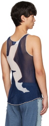 khanh brice nguyen SSENSE Exclusive Blue Streak Tank Top