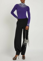 Rabanne Stud-embellished Stretch-jersey top Violet