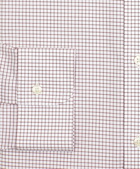 Brooks Brothers Men's Stretch Madison Relaxed-Fit Dress Shirt, Non-Iron Poplin Button-Down Collar Small Grid Check | Red