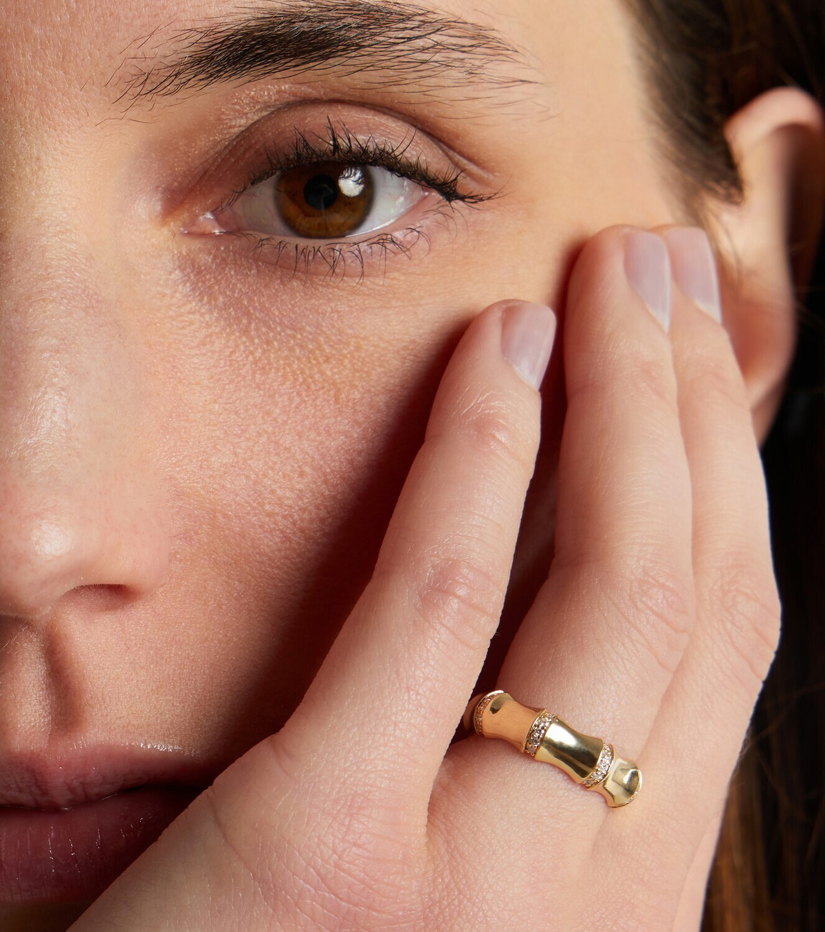 Stone and Strand Bamboo Resort 14kt gold (585/1000) ring with diamonds