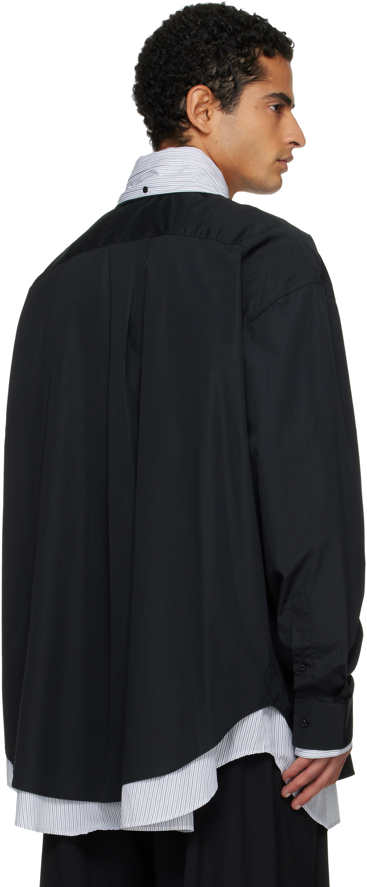 ALAINPAUL Black Double-Layered L/S Overshirt