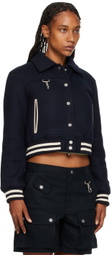 Reese Cooper Navy Embroidered Bomber Jacket