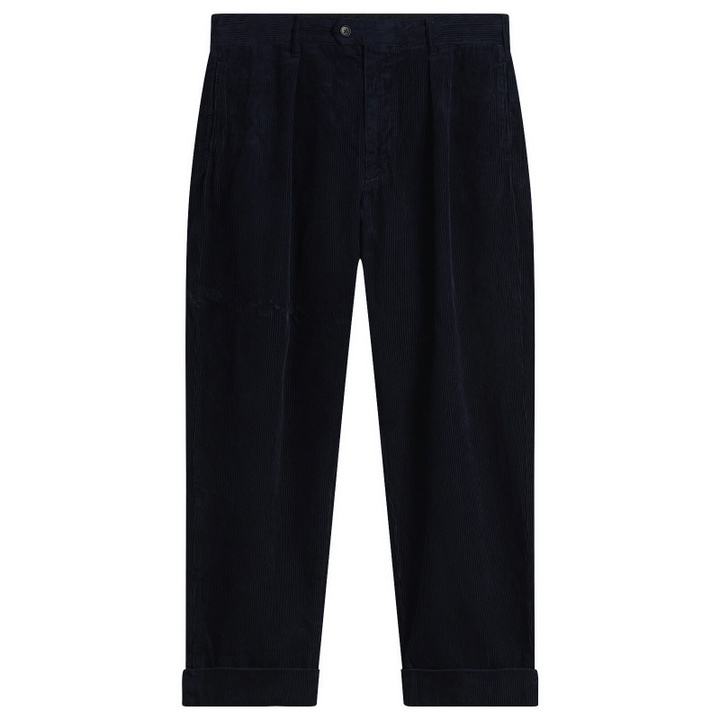 Photo: Engineered Garments Men's Corduroy Carlyle Trousers in Dark Navy