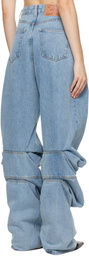 Y/Project Blue Draped Cuff Jeans