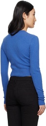 Frame Blue Cut-Out Crew Sweater