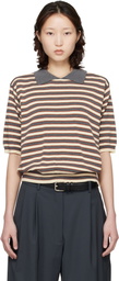 Cordera Gray & Off-White Organic Cotton Striped Polo