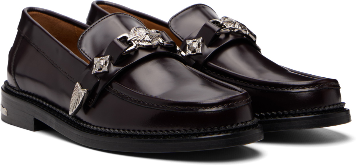 Toga Virilis SSENSE Exclusive Burgundy Metal Loafers