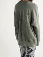 AMIRI - Shotgun Distressed Loopback Cotton-Jersey Sweatshirt - Green - XS