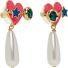 Safsafu Gold & Pink Planet Heart Earrings