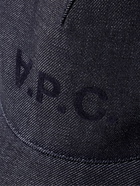 A.P.C. - Logo-Flocked Denim Baseball Cap - Blue