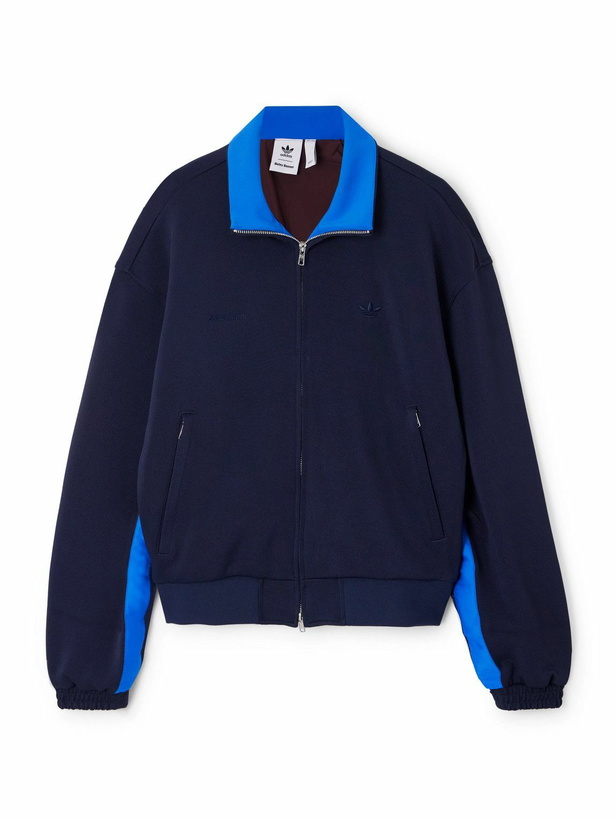 Photo: adidas Originals - Wales Bonner Satin-Jersey Trimmed Recycled-Piqué Track Jacket - Blue