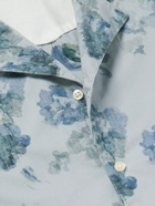 Officine Générale - Eren Camp-Collar Floral-Print Cotton-Poplin Shirt - Blue