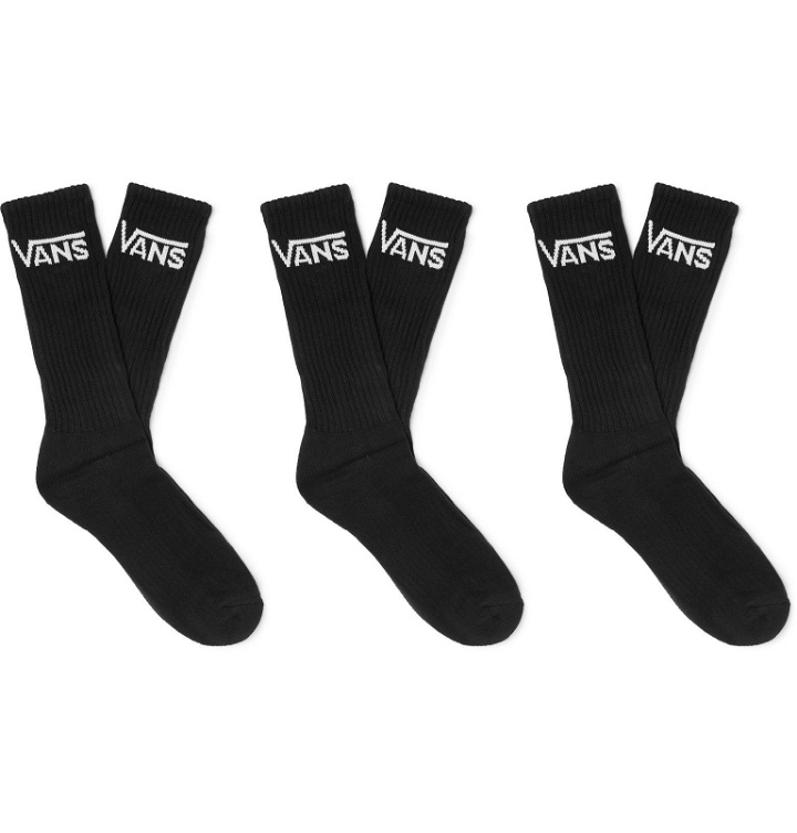 Photo: Vans - Three-Pack Logo-Intarsia Cotton-Blend Socks - Black