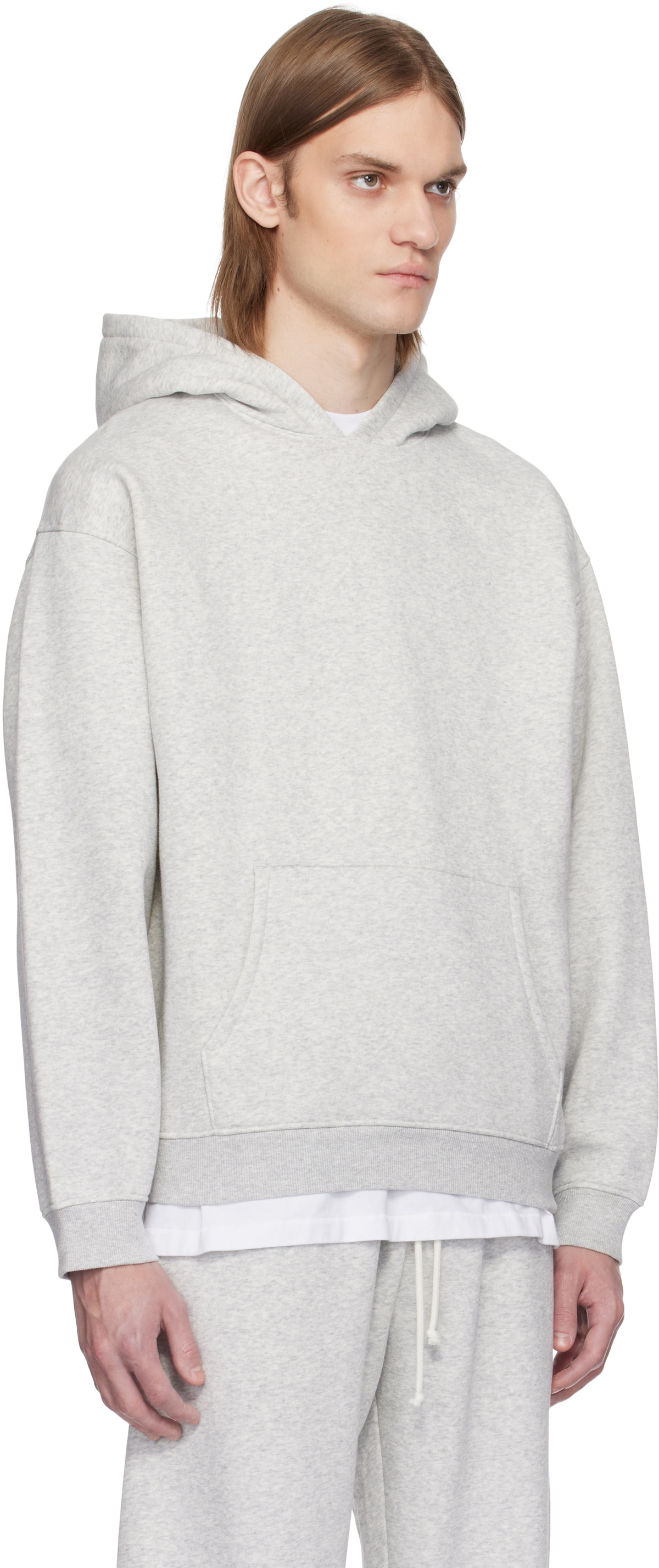 SKIMS Gray Fleece Lounge Relaxed Hoodie